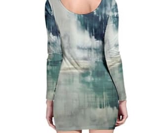Bodycon longsleeve minidress with original abstract art