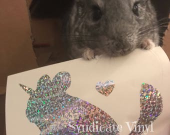 Pet Theme Animal Party Supplies Chinchilla Decorations Holographic Stickers Rustic Theme Animal Theme Decal Chinchilla Vinyl Stickers Chinchilla Decal Glitter Metallic