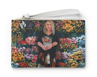 Floral Art Clutch Bag, Vibrant Pouch for Everyday Use, Gift for Her, Special Occasion Essentials, Fashion Accessory