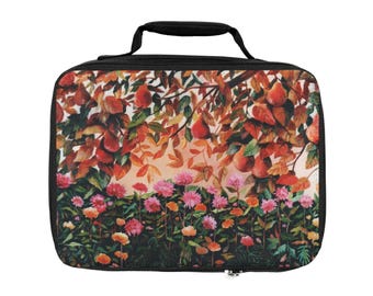 Vibrant Floral Lunch Bag - Stylish Insulated Tote for Office, School, Picnics, Gifts, Sustainable Food Storage