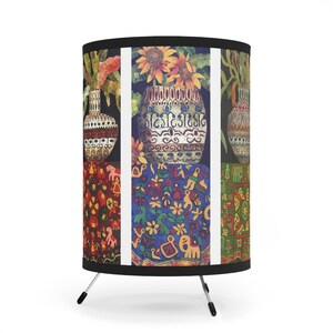 Bohemian Tripod Lamp with Artful Shade, Colorful Decor, Modern Lighting, Living Room Accent, Unique Gift Ideas, Home Design
