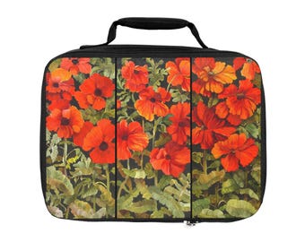 Vibrant Floral Lunch Bag, Insulated Tote for School & Work, Picnic Essentials, Stylish Meal Carrier, Gift for Flower Lovers