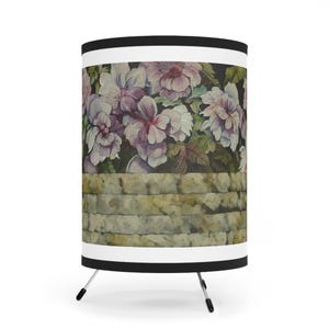 Vintage Floral Tripod Lamp, Boho Lighting Decor for Living Room, Bedroom, Wedding Gift, Home Office, Eco-Friendly Design