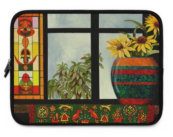 Lebendige florale Laptophülle, farbenfrohe Computerhülle, stilvolles Tech-Accessoire, Geschenk für Studenten, Bürobedarf