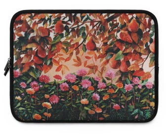 Laptophülle mit Blumenmuster | Elegante Laptop-Hülle, Geschenk für Studenten, Computerzubehör, Blumendesign, Tech-Organizer