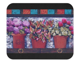 Muismat bloementuin - levendig bloemendecor voor thuiskantoor, cadeau voor plantenliefhebbers, bureauaccessoire, kleurrijke mousepad