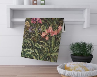Floral Cotton Tea Towels, Botanical Kitchen Decor, Gift for Gardeners, Eco-friendly Home Essentials, Floral Art Kitchen Towels