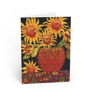 Handgemalte Sonnenblumen Grußkarten, künstlerische Geburtstagswünsche, Blumenkarten für Feste, Umweltfreundliche Grußkarten, Einzigartige Kunstkarten