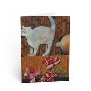 Cartões artísticos de gatos, cartões florais exclusivos para amantes de gatos, perfeitos para aniversários, agradecimentos, comemorações com animais de estimação, impressões artísticas
