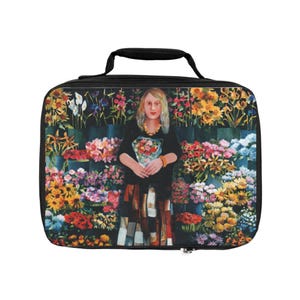 Floral Art Lunch Bag, Stylish Tote for Work or School, Picnic Essential, Gift for Flower Lovers, Eco-Friendly Snack Carrier