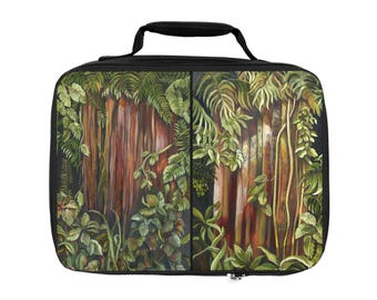 Tropical Jungle Lunch Bag - Eco-Friendly Insulated Bag, Perfect for School, Office, Picnics, and Travel, Botanical Design