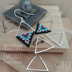 Wild Pony Earrings DIY Kit "Blaze" 20mm Silver Tone, DIY, Brick Stitch Earring Kit