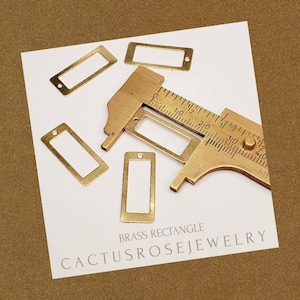 24x10mm Raw Brass Rectangle charm, pendant, Geometric findings