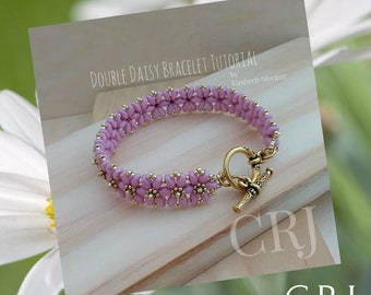 Double Daisy Bracelet Tutorial Instant Download Pdf Bead Weaving