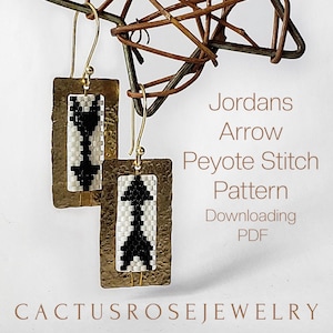 Patrón de pendientes rectangulares con marco de flecha de Jordan de KMorgan CRJ, estilo suroeste, peyote de número impar, patrón de abalorios