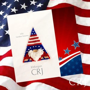 USA Garden Gnome Pattern/Tutorial, Boho Beading Ornament Magnet Charm Earrings Pendant