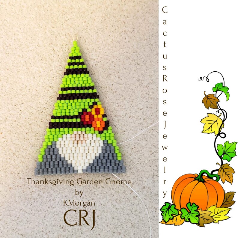 Download 4 Thanksgiving Garden Gnome Patterns 2 Drop Odd Count Peyote | Etsy
