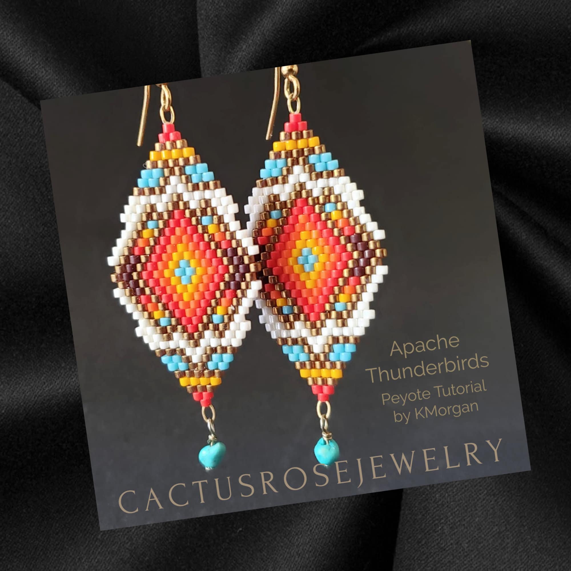 Apache Thunderbirds Peyote Stitch Earrings, Pattern/tutorial, Bead
