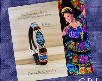 El Paso, Odd Count Peyote Pattern Instant downloading PDF for use with my Round Leather Southwestern Boho Bracelet Kits