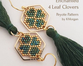 Enchanted, 22mm Hexagon Baubles Shamrock, St, Patricks Day, Irish, Peyote Beading Pattern