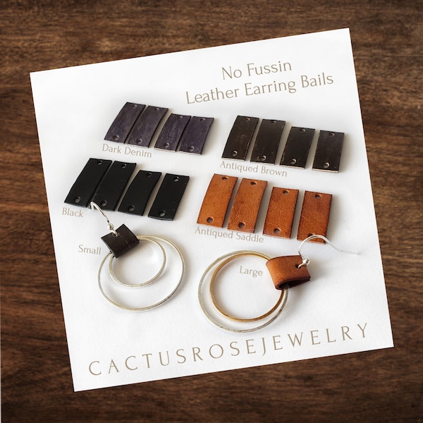 No Fussin Leather Earring Bails 1 Pair, Denim, Brown, Black, Saddle, Red Brown. Listing is for leather bails only,