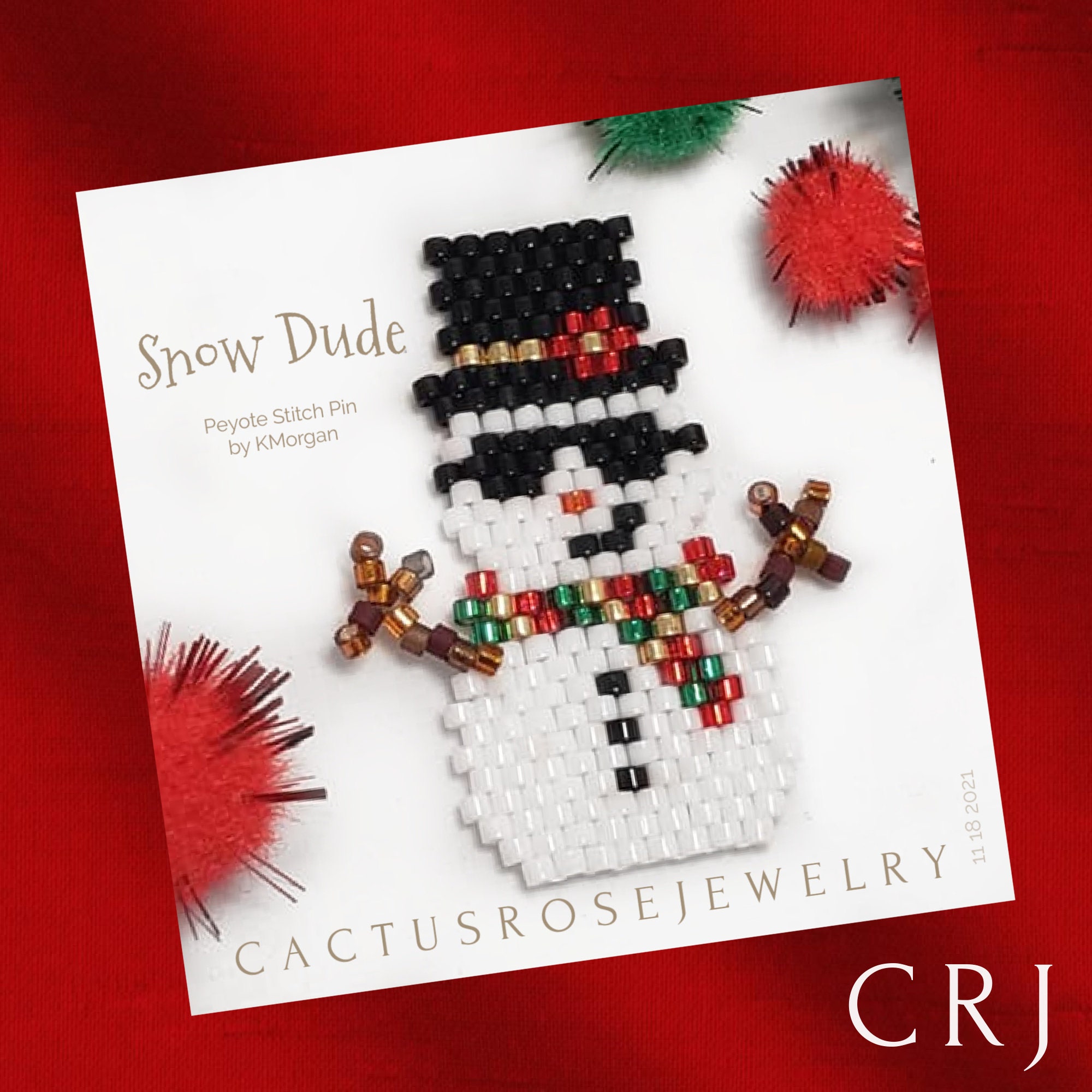 Tutoriel Peyote Stitch Snow Dudes, épingle, boucles d'oreilles, 2 versions Dude et Dude-Ette