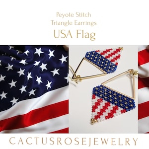 USA Peyote Stitch Triangle Earrings Pattern Instant downloading PDF *** Pattern Only***