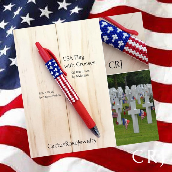 USA Flag with Crosses G2 Pen Cover Pattern Instant Downloading PDF Patriotic, Flag