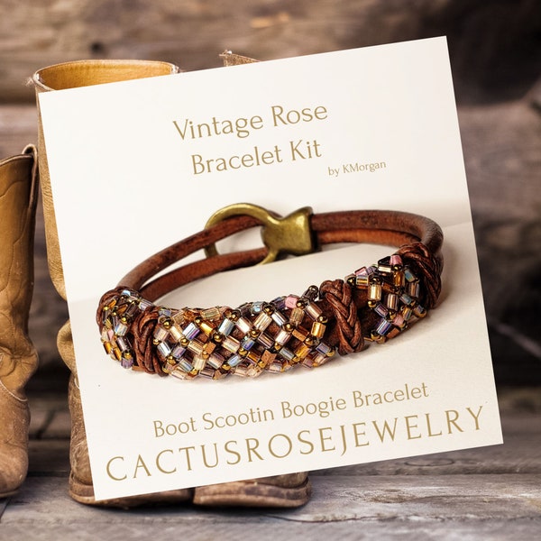 Vintage Rose, Boot Scootin Boogie Leather Bracelet KIT by KMorgan CRJ