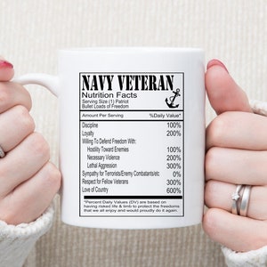 Navy Veteran Nutritional Facts Coffee Mug - Military Gift