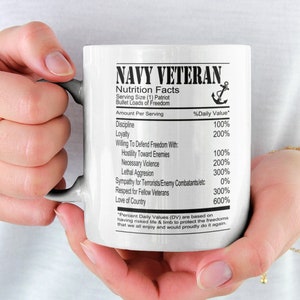 Navy Veteran Nutritional Facts Coffee Mug - Military Gift
