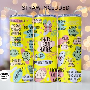 Mental Health Tumbler, Daily Affirmations Tumbler, 20oz Daily Affirmations Tumbler, Gift for Her, Best Friend Tumbler, Mental Breakdown