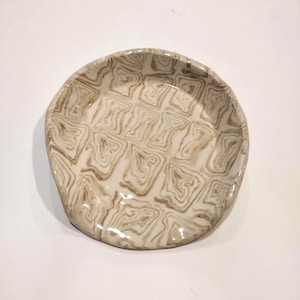 Handmade Brown & White Stoneware Spoon Rest: Unique Kitchen Decor