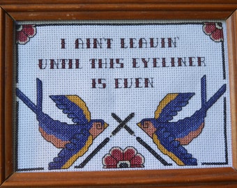 Rockabilly Cross Stitch Pattern -Eyeliner - Instant Download