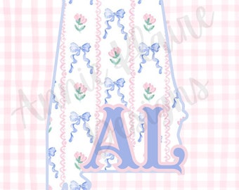 Alabama Coquette PNG, Coquette, State shirt png, Coquette state, Grandmillenial