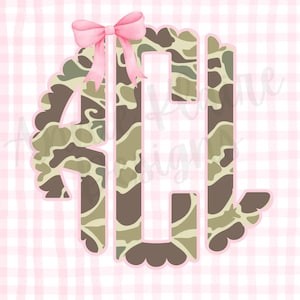 custom camouflage monogram, camo monogram png, bottomland camo png, monogram camo shirt png, coquette camouflage png