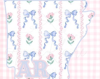 Arkansas Coquette PNG, State PNG, Bows PNG, Grandmillenial Style