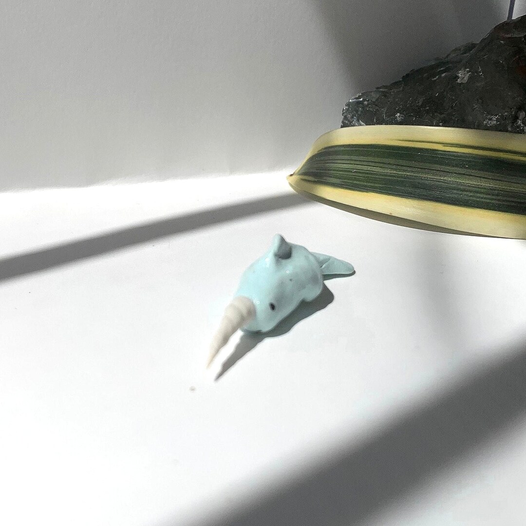 Sea Creations Ceramic Narwhal Figurine Teal And White 5'' Perfect For Any Room Decor