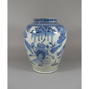 Rare 17th Century Japanese Arita Blue and White Baluster Jar