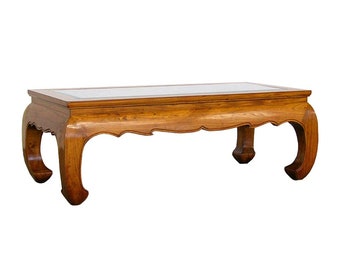 Large Vintage Chinese Ming-Style Yumu Low Table/Coffee Table with Latticework Top
