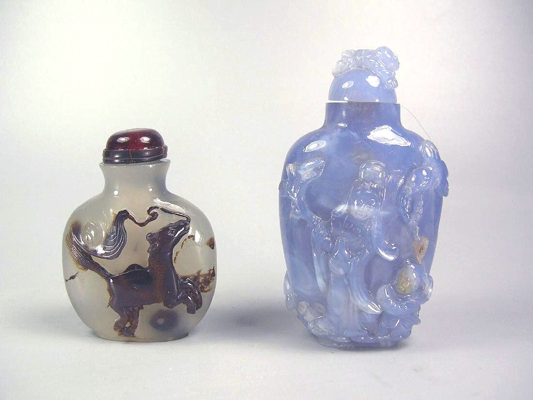 China Collectible Shoushan Stone Carving Guanyin//Lotus Snuff Bottle+Box
