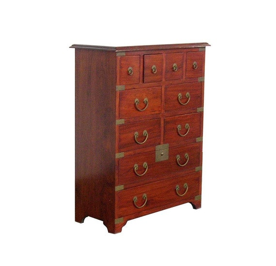 Vintage Solid Elmwood Tansu Style Chest Dresser With Multiple Etsy