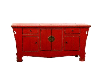 Large Antique Chinese Northern Country-Style Red Lacquer sideboard