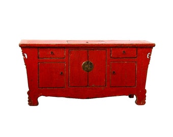 Large Antique Chinese Northern Country-Style Red Lacquer sideboard