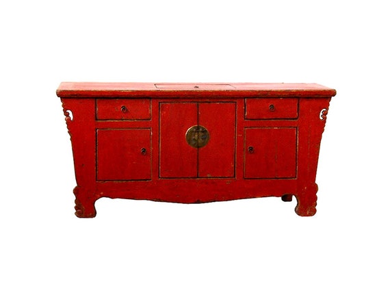 Chinese red lacquer sideboard deals