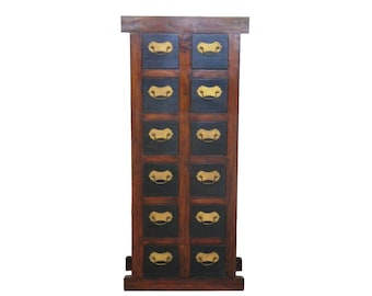 Suporte de baú alto estilo tansu e boticário chinês vintage