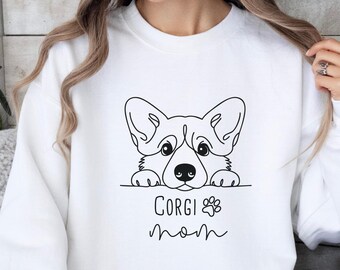 Corgi Mom Sweatshirt, Gift for Her, Corgi Dog Lover Tee, Corgi Lover Gift, New Corgi Puppy Mom Gift, Womens Apparel,Pembroke Welsh