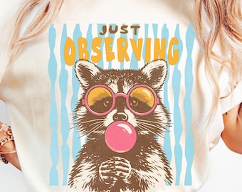 Just Observing Raccoon Teacher Shirt Funny Teacher Tee ABA Therapist Shirt Cute Retro Graphic Tee Comfort Colors