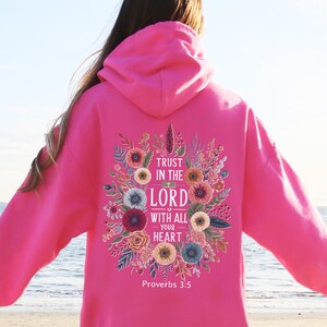 Sudadera cristiana "Confía en el Señor", sudadera con capucha "Fe", sudadera con capucha "Religiosa", regalo cristiano de Pascua, sudadera con capucha "Proverbios 3:5", sudadera con capucha "Iglesia" Heliconia