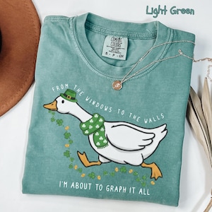 St Patricks Day ABA Shirt, Im About to Graph It All Goose Tee, Behavior Therapist Shirt, BCBA BCaBA RBT Comfort Colors T-Shirt